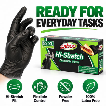 SABCO Hi-Stretch Black Disposable Gloves