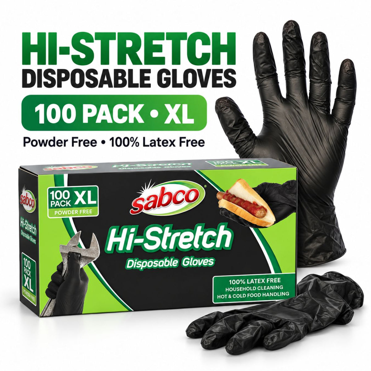 SABCO Hi-Stretch Black Disposable Gloves