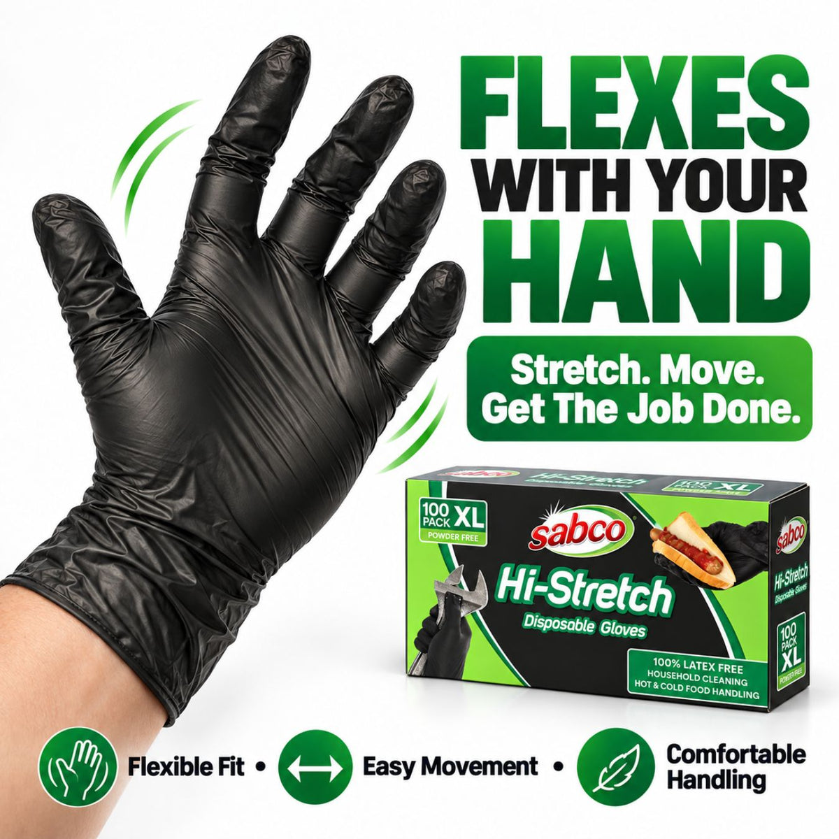 SABCO Hi-Stretch Black Disposable Gloves