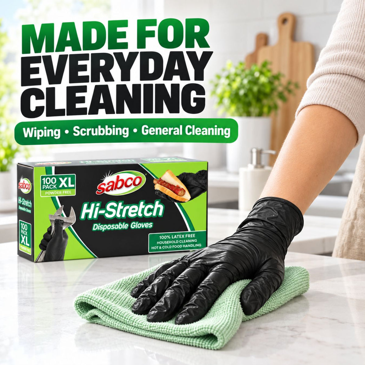 SABCO Hi-Stretch Black Disposable Gloves