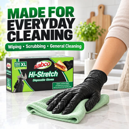 SABCO Hi-Stretch Black Disposable Gloves