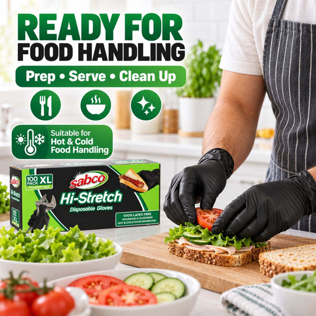 SABCO Hi-Stretch Black Disposable Gloves