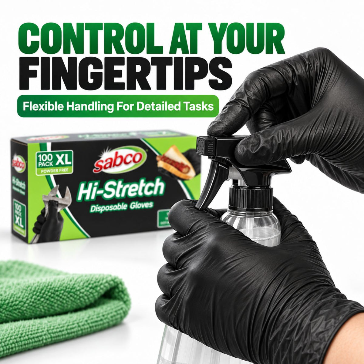 SABCO Hi-Stretch Black Disposable Gloves