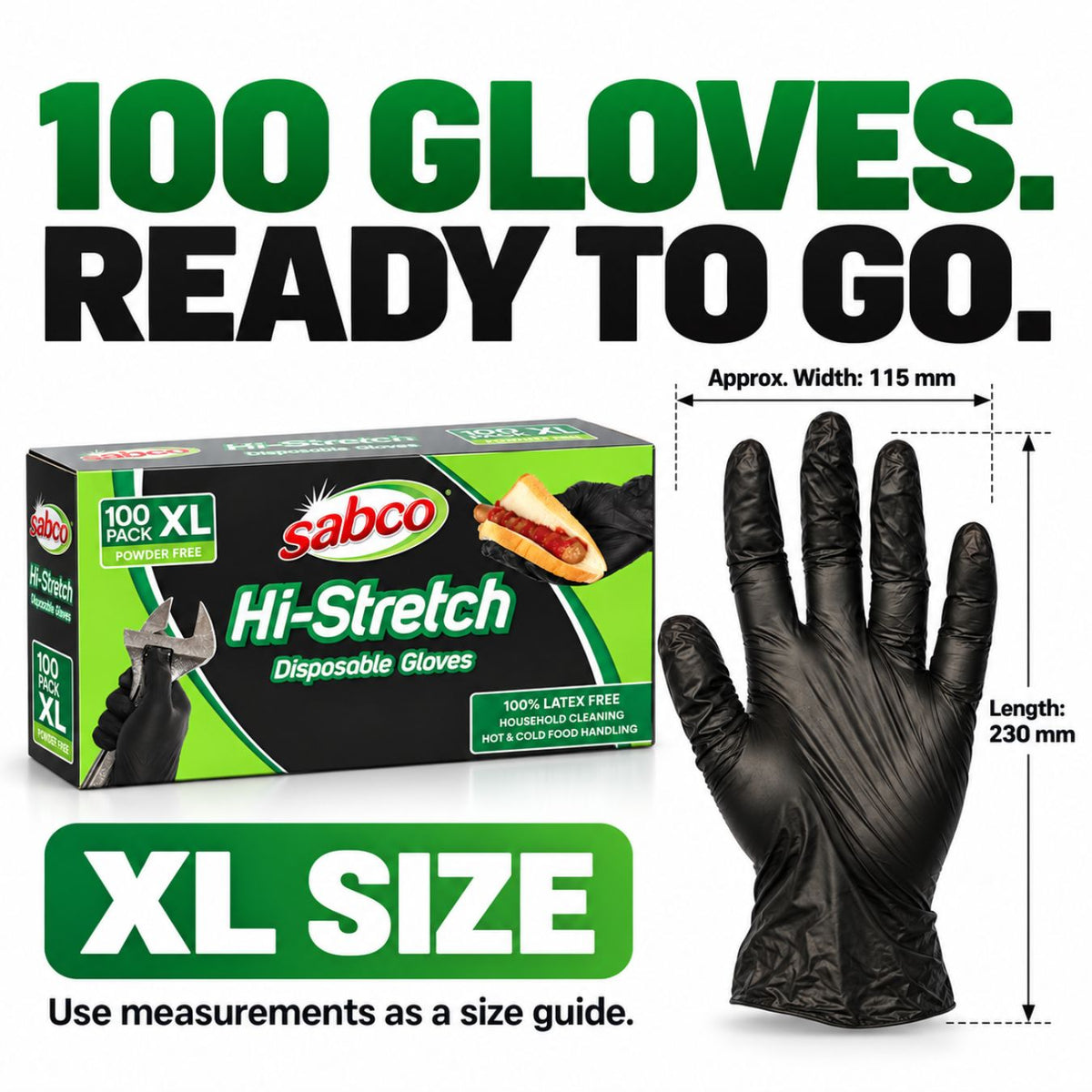 SABCO Hi-Stretch Black Disposable Gloves