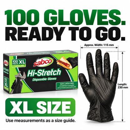 SABCO Hi-Stretch Black Disposable Gloves