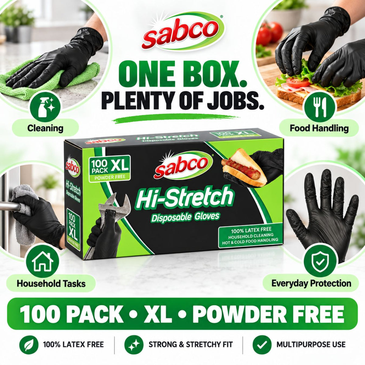 SABCO Hi-Stretch Black Disposable Gloves