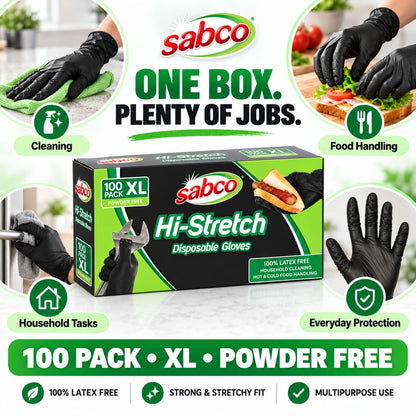 SABCO Hi-Stretch Black Disposable Gloves