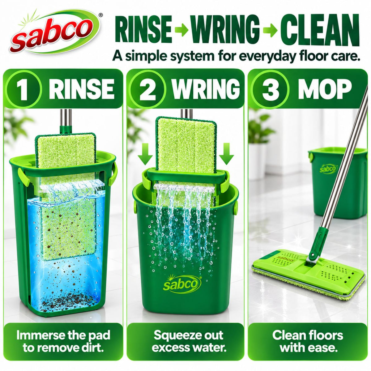Sabco Gen 2 Rinse N’ Wring Microfibre Floor Mop Set