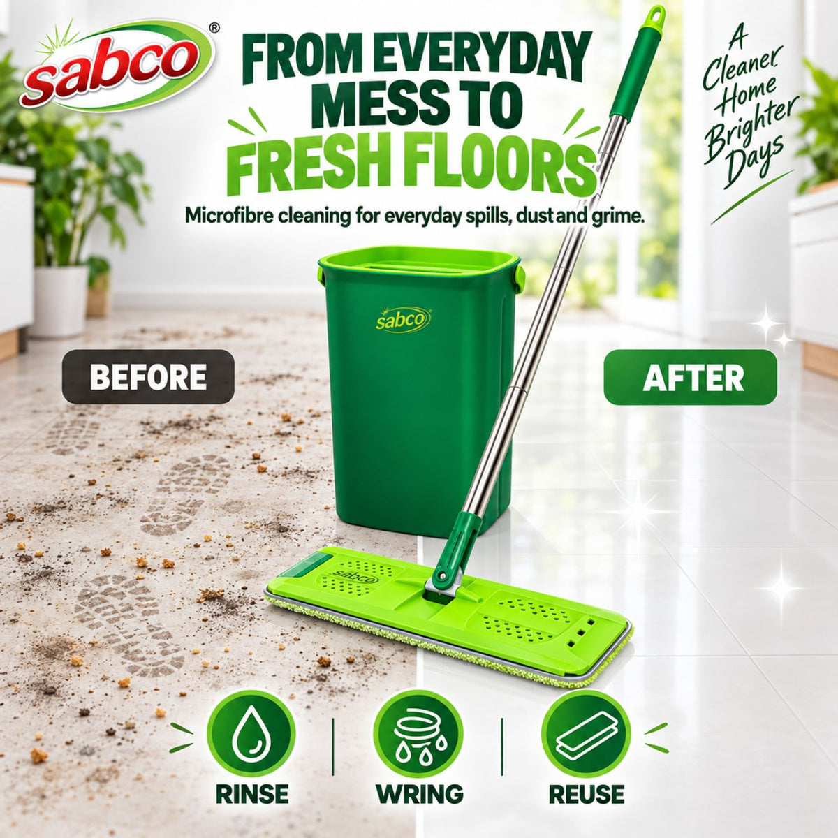 Sabco Gen 2 Rinse N’ Wring Microfibre Floor Mop Set